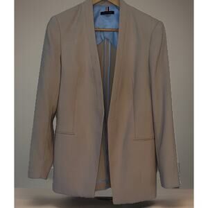 Tommy Hilfiger Women’s Open Front Beige Blazer Size 2 Crisp Clean Elegant